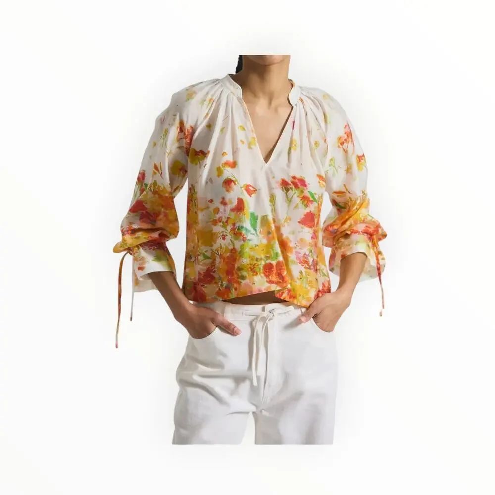 Derek Lam 10 Crosby Milon Tencel Organza Floral Blouse Size S NWT Designer Top